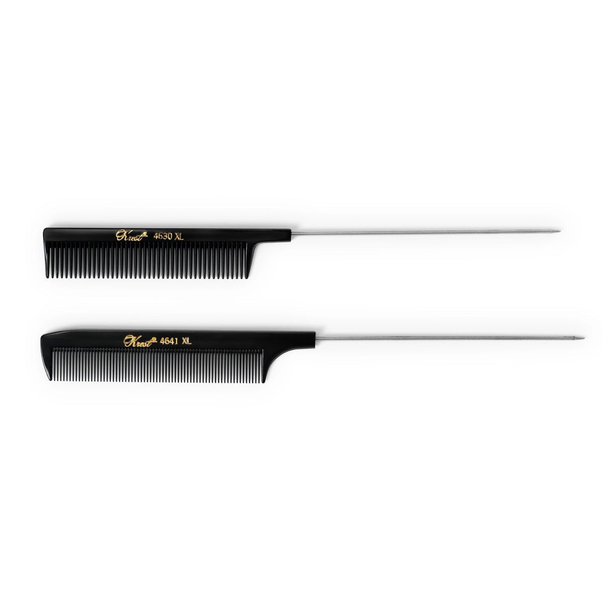 Krest Puntkam Zwart 4646 XL Set 2st - KOOS • alles voor de kapper - Krest - Highlightkammen