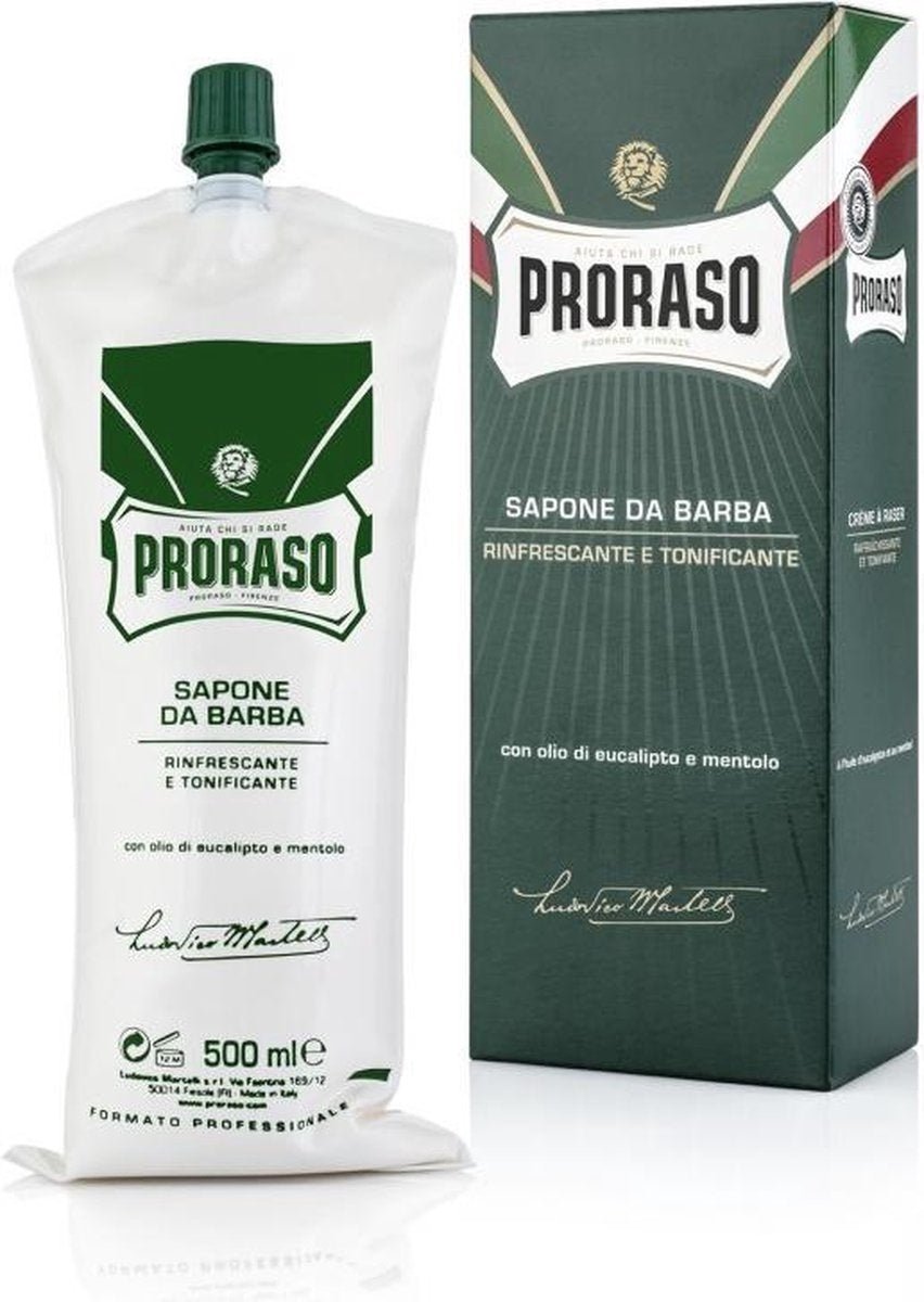 Proraso Groen Scheercreme Knijpzak 500ml - KOOS • alles voor de kapper - Proraso - Scheercreme