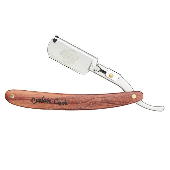 Captain Cook Klapmes Houten Handvat Double Blade - KOOS • alles voor de kapper - Eurostil - Kappersmes