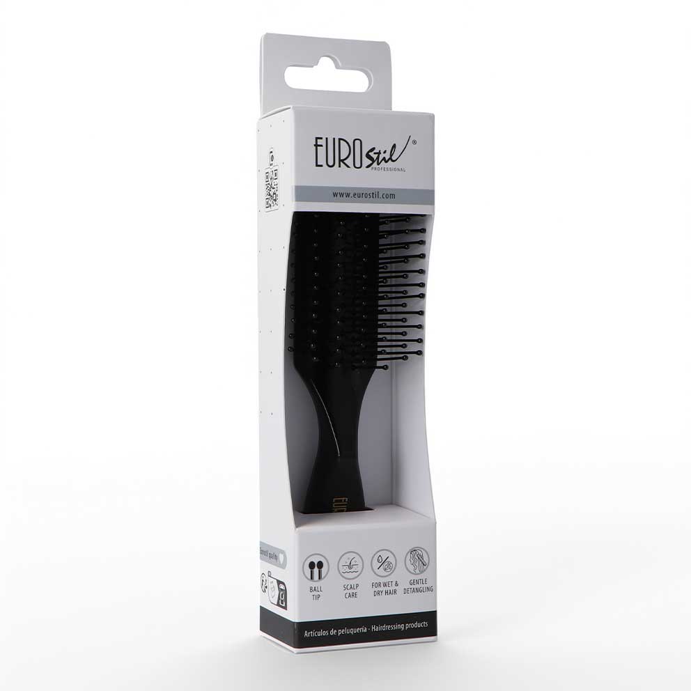 Eurostil Haarborstel Large 9-Rij Zwart - KOOS • alles voor de kapper - Eurostil - Haarborstels