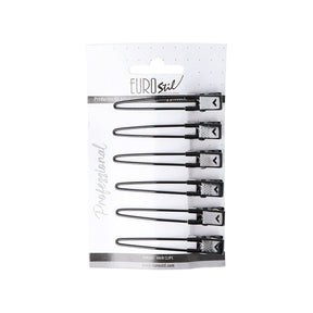 Eurostil Hair Clips Zwart 6st - KOOS • alles voor de kapper - Eurostil - Verdeelklemmen
