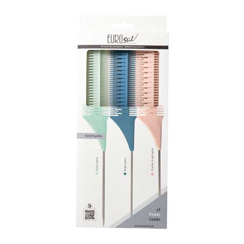 Eurostil Highlight Kammen Set 3st - KOOS • alles voor de kapper - Eurostil - Highlightkammen
