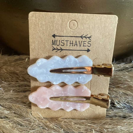 Haarclip Set Leaves Grey/Pink 6cm - KOOS • alles voor de kapper - KOOS - Haarmode