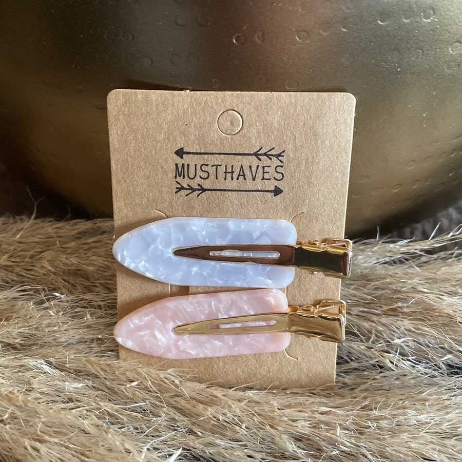 Haarclip Set Marble Grey/Pink 6cm - KOOS • alles voor de kapper - KOOS - Haarmode