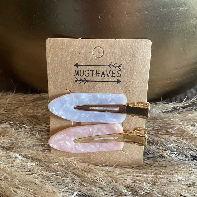Haarclip Set Marble Grey/Pink 6cm - KOOS • alles voor de kapper - KOOS - Haarmode