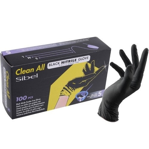 Handschoenen Clean All Black Nitrile 100st - KOOS • alles voor de kapper - Sibel - Handschoenen