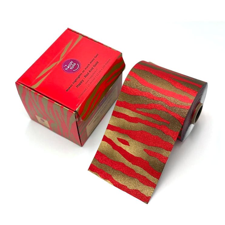 Happy Foils Red And Gold Embossed Highlight Folie 100m - KOOS • alles voor de kapper - Happy Foils - Folies