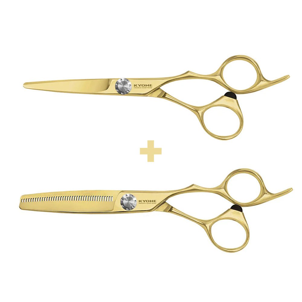 Kyone Set Schaar 710G + 710TG 6.0 Gold - KOOS • alles voor de kapper - Kyone - Kappersschaar