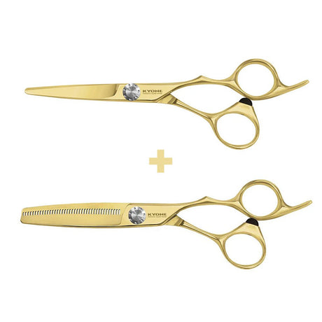Kyone Set Schaar 710G + 710TG 6.0 Gold - KOOS • alles voor de kapper - Kyone - Kappersschaar