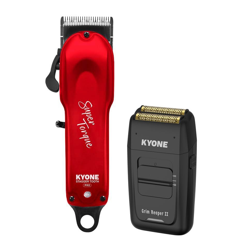 Kyone Set Stagger Tooth Pro Tondeuse + gratis Grim Reaper Dual Foil Shaver - KOOS • alles voor de kapper - Kyone - Tondeuses