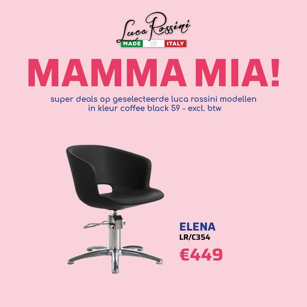 Luca Rossini Kappersstoel Elena Zwart - MAMMA MIA - KOOS • alles voor de kapper - Luca Rossini - Kappersstoel
