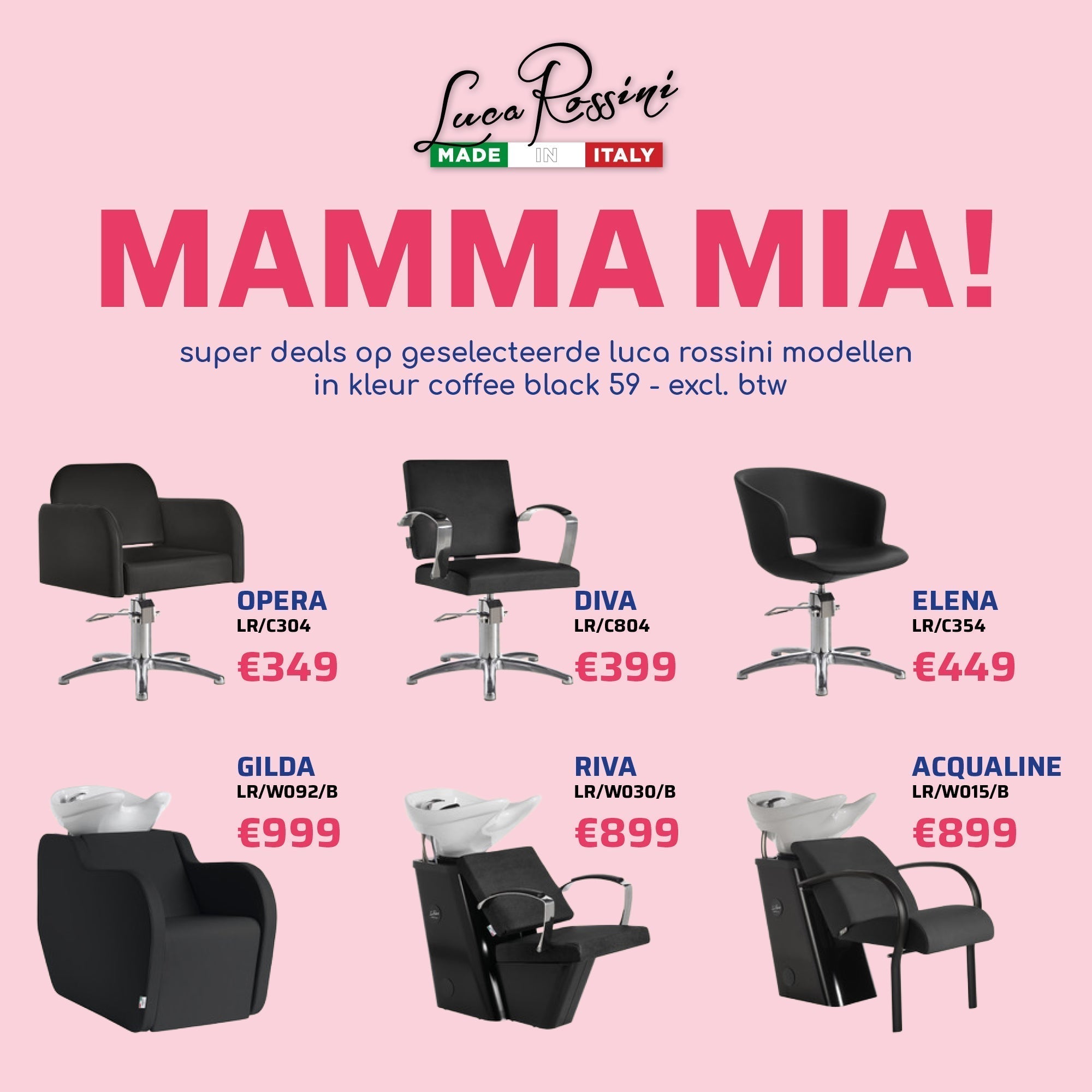 Luca Rossini Wasunit Riva Zwart - MAMMA MIA - KOOS • alles voor de kapper - Luca Rossini - Wasunits