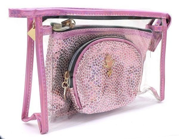Make-up tasje shiny pink-transparant - KOOS • alles voor de kapper - KOOS - Etuis