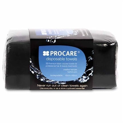 Procare Wegwerp Handdoek Zwart 40x80cm 50 st - KOOS • alles voor de kapper - Procare - Papieren wegwerp