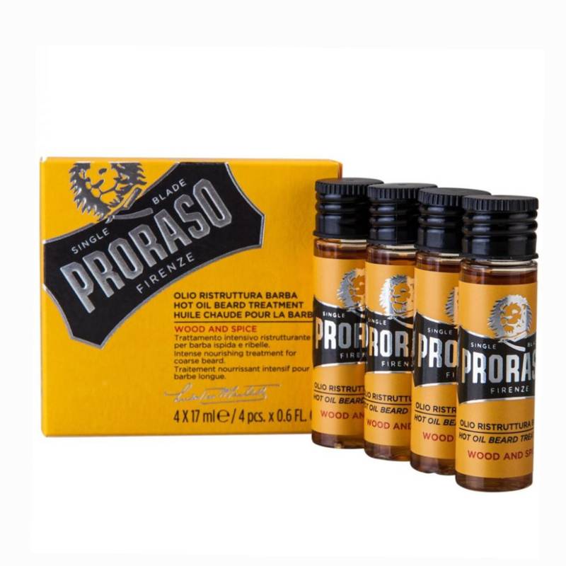 Proraso Hot Oil Beard Treatment Wood & Spice 4x17ml - KOOS • alles voor de kapper - Proraso - Overige scheerproducten