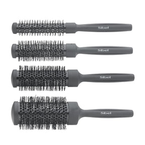 Sibel Set Thermische Borstels Rond Zwart 4st - KOOS • alles voor de kapper - Sibel - Fohnborstels