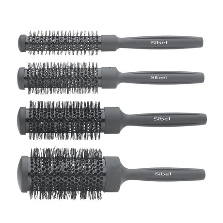 Sibel Set Thermische Borstels Rond Zwart 4st - KOOS • alles voor de kapper - Sibel - Fohnborstels