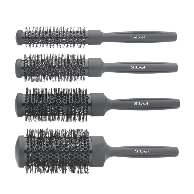 Sibel Set Thermische Borstels Rond Zwart 4st - KOOS • alles voor de kapper - Sibel - Fohnborstels