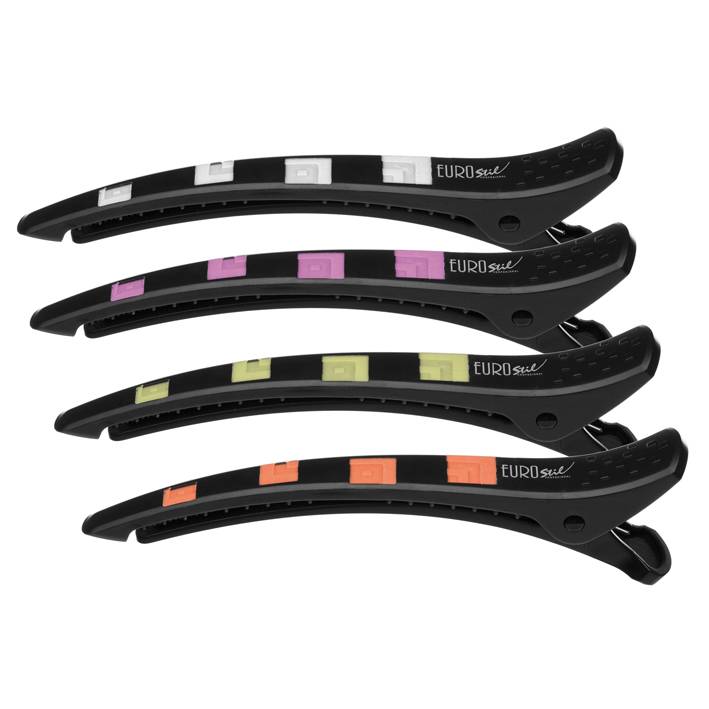Verdeelklem Soft Clip Anti Slip 4 Stuks - KOOS • alles voor de kapper - Eurostil - Verdeelklemmen