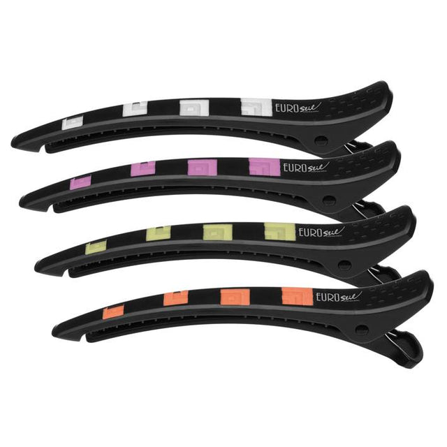 Verdeelklem Soft Clip Anti Slip 4 Stuks - KOOS • alles voor de kapper - Eurostil - Verdeelklemmen