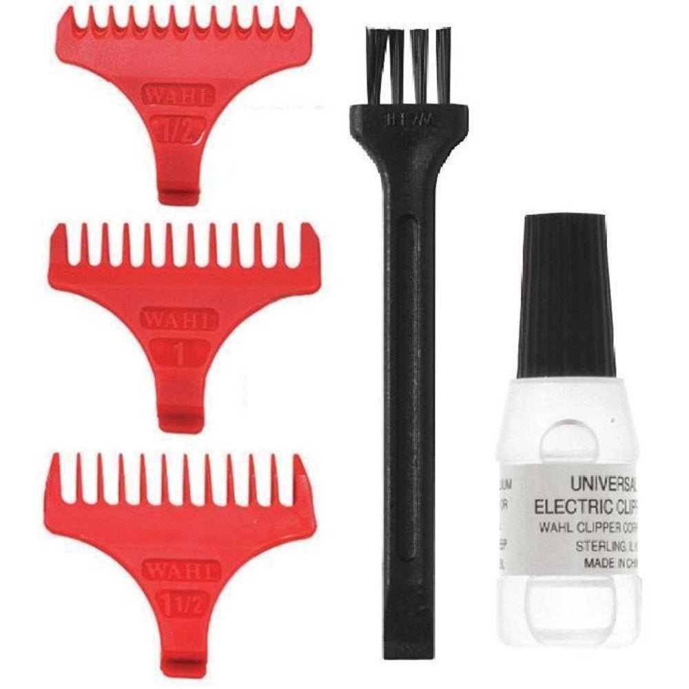 Wahl Opzetkamset Detailer T-Wide 38mm 3st Rood - KOOS • alles voor de kapper - Wahl - Opzetkammen